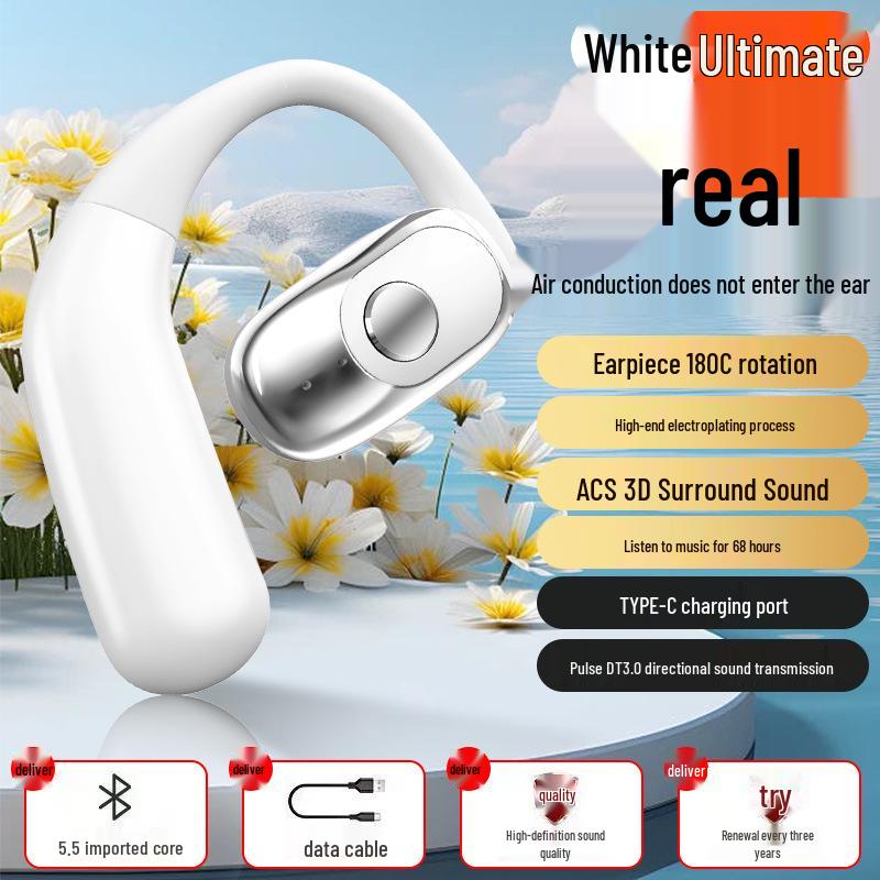 In-Ear Wireless Bluetooth Earhook Headphones with Long Battery Life for Business and Sports