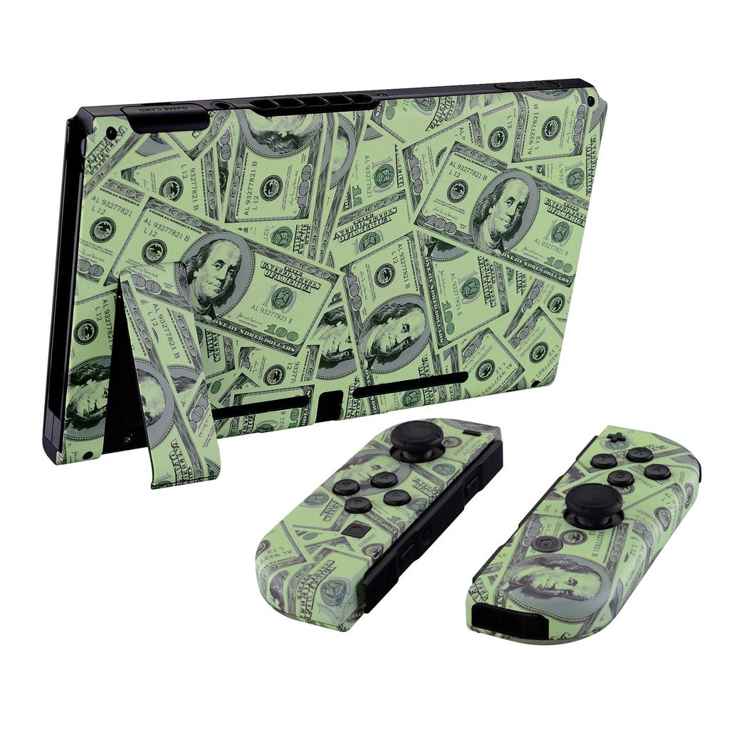 Custom DIY Replacement Case Shell Compatible with eXtremeRate Includes Patterned Back Holder Handle Controller Full Button Set Dollar Switch, Plate,