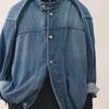 Men's Oversized Denim Jacket with Stand Collar