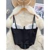 French Sweet Underwear Spaghetti-Strap Slip Women's Stylish Contrast Color Lace Lace Corset Sexy Tops Outerwear Tide