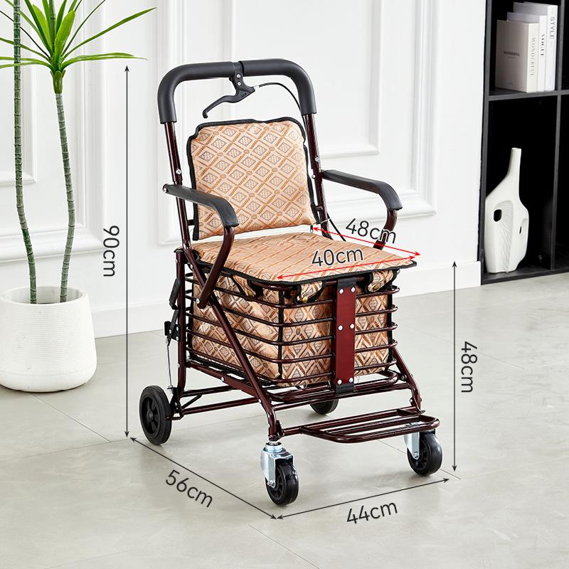 Foldable Mobility Scooter: Pushable & Rideable Elderly Walker with Four Wheels, Portable Shopping Assistant