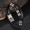 Fine Stainless Steel Jewelry Multi-Layered Men's Black Leather Charm Bracelet HipHop Rock Bangles Christmas Gift