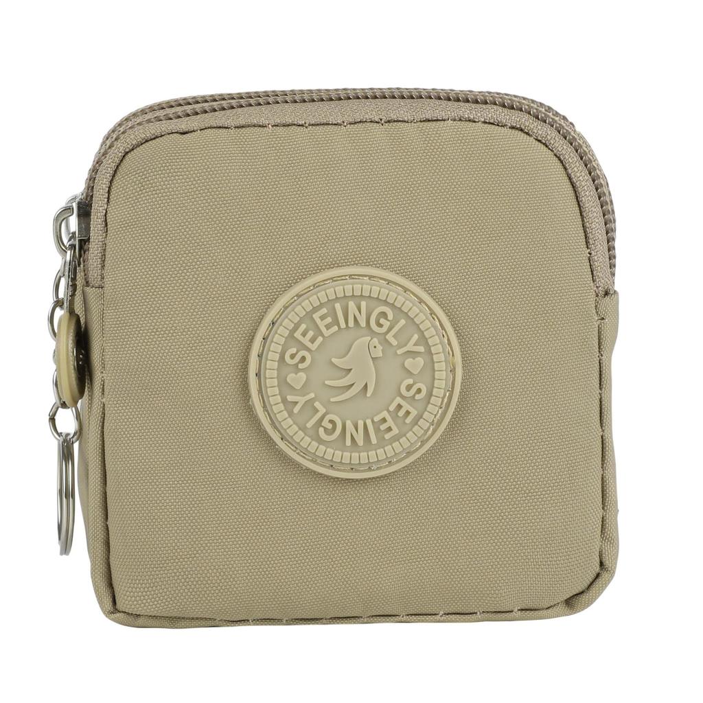 Portable Waterproof Coin Purse with Key Ring Wear-resistant Credit Card Holoder Solid Color Handbags