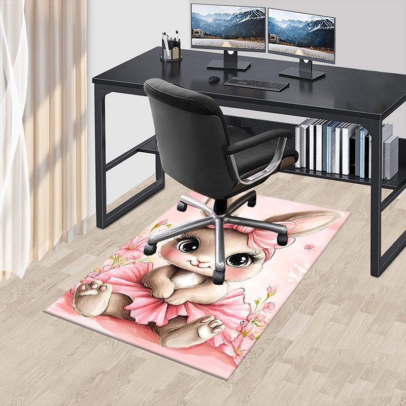 1PC Rabbit Flower Non-Slip Floor Carpet, Office, Family, Bedroom, Studio - Large Area Rug, Vibrant Colors-C0496