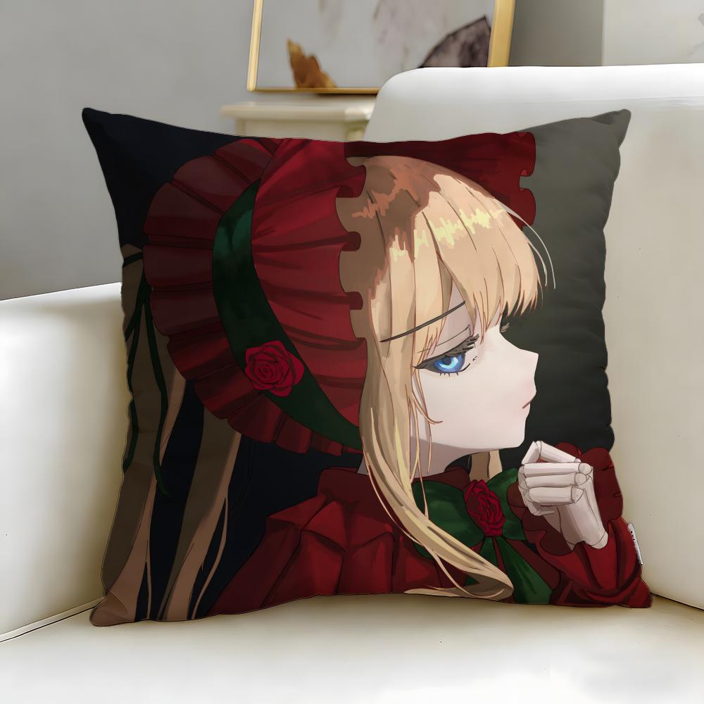 Classic Anime Rozen Maiden Cushion Cover Soft  EasyWash Pillow Case  Versatile for Couch Bed Travel and Office