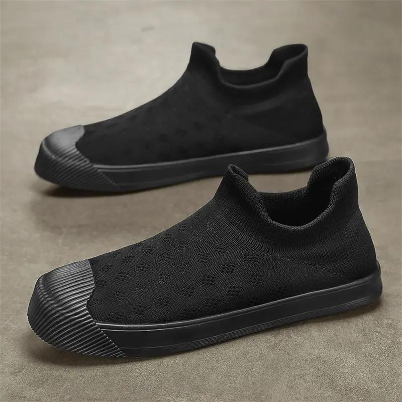 

Модные летние повседневные туфли для мужчин, вязаные сетчатые кроссовки для улицы, мужские носки, дышащая спортивная обувь для мужчин, Zapatillas Hombre 44 чёрный