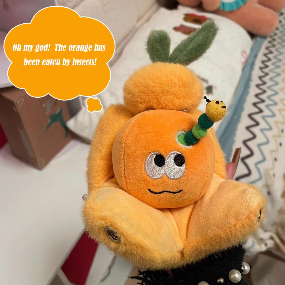 Orange Creative Simulation Fruit Series Plush Toy Keychain Pendant Funny Expressions Adorable Stuffed Doll