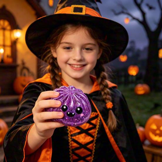 Stressball kneten 1/5 Stück Halloween Knödel Entlastungsspielzeug Kürbis Geist Augapfel Gedämpftes Brötchen Sensorisches Fidget Spielzeug für Erwachsene Kinder Gruselig