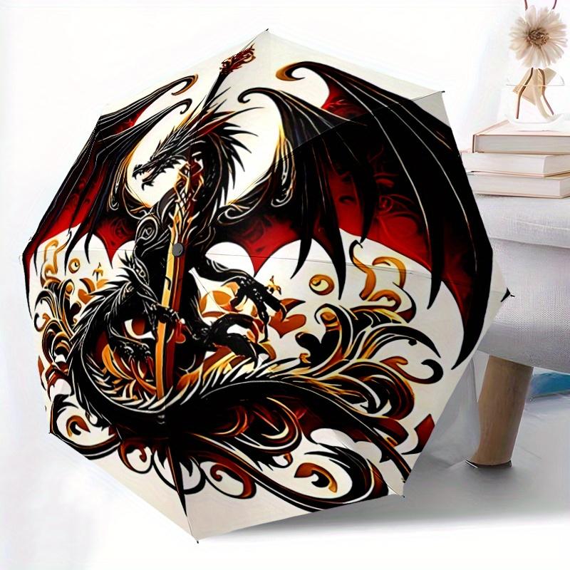 1pc Black Dragon with Sword Automatic Opening and Closing Umbrella - Small Umbrella Suitable for Various Occasions N006