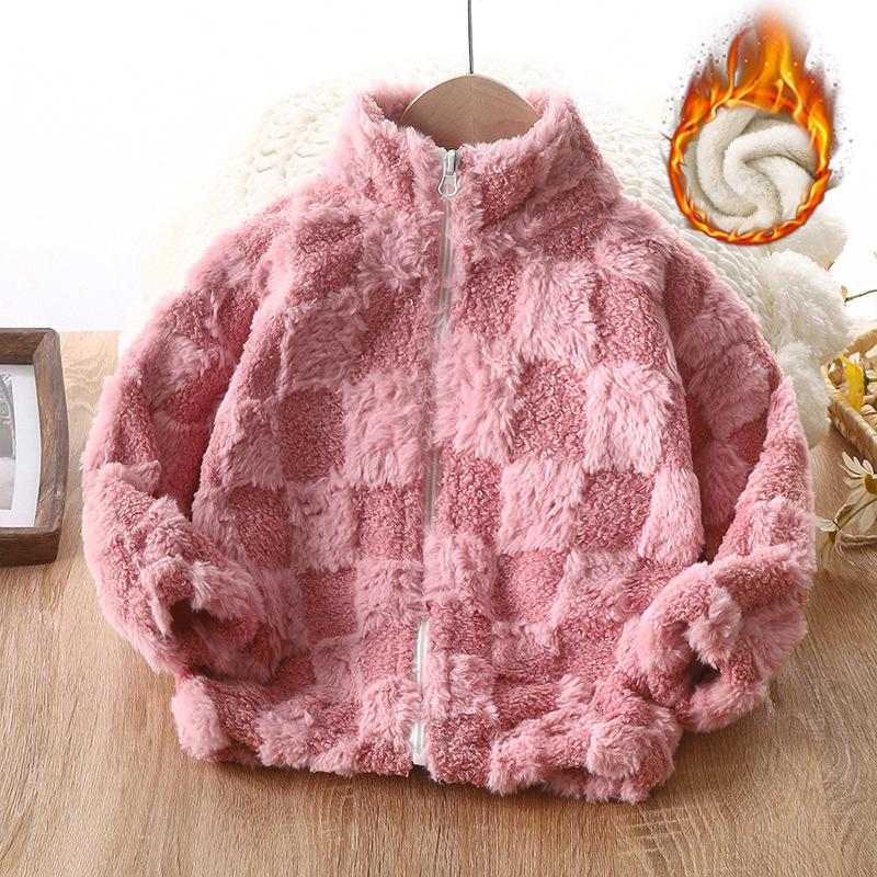 Kids' Fleece-Lined Jacket: Thick, Stand-Up Collar, Zipper Cardigan for Boys & Girls - Autumn/Winter