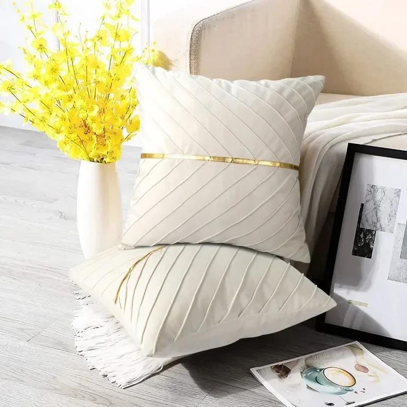 Decorative Velvet Pillow Cover Design Pleated Cushion Covers Pillowcase for Living Room Luxury High Quality Velvet Cushion Cover