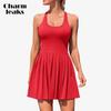 Women Tennis Dress with Built In Shorts and Bra Pleated Golf Dress Seamless Athletic Dress
