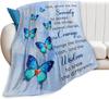 Butterfly Christian Blanket Scripture Serenity Prayer Throw Blanket for Women Girls Soft Cozy Warm Fuzzy Fleece Blue Butterfly R