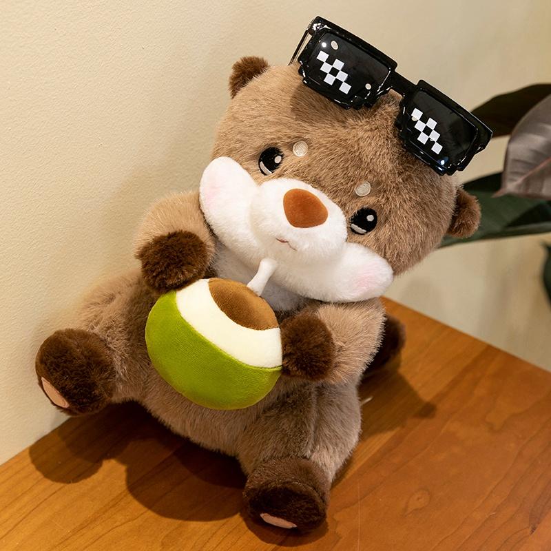 

Lifelike Adorable Otter Plush Playthings Gentle Stuffed Animal Dolls Room Decor Hug Pillow Xmas Birth Date Present 27cm коричневый