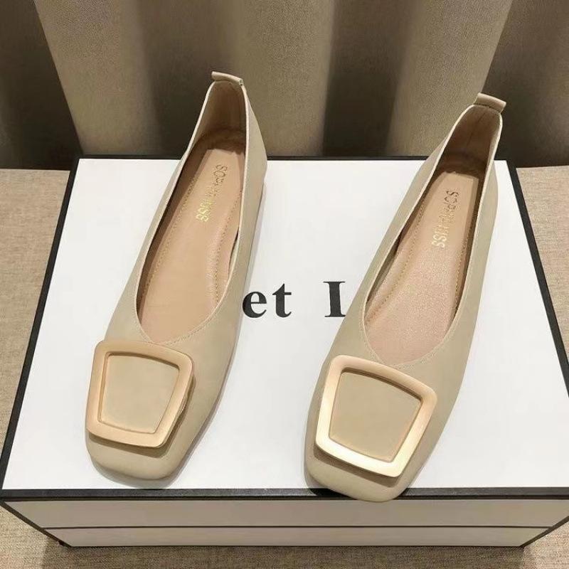 Hong Kong Magpie King Cashmere Soft Surface Shallow Mouth Square Head Square Mouth Casual Niche French Women's Shoes Low Heel Women's Single Shoes La