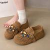Fashion 2025 New Suede Round Toe Flats Spring Autumn New Slip-on Fashion Ladies Shoes Buckle Tassel Ethnic Novelty Women's Shoes
