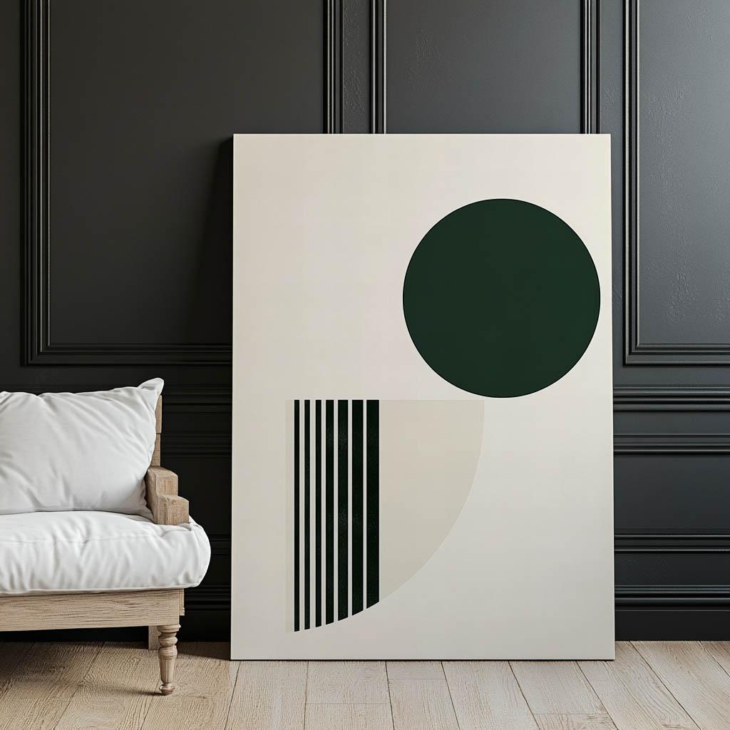 Abstrakcyjny Zielony Krąg Na Białym Tle Abstrakcyjny Zielony Krąg Na Białym Tle, 50X70 Cm, Bez Ramy, Płótno Premium Na Blejtramie