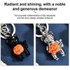 Handbag Decorative Accessory Halloween Cat Holding Pumpkin Keychain, Metal Car Key Ring Holder, Backpack Hanging Decor