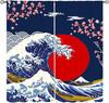Moderne Japanische Vorhänge Glückskatze Berg Fuji Kirschblüten Traditionelles Muster Dekor Vorhänge für Schlafzimmer Wohnzimmer