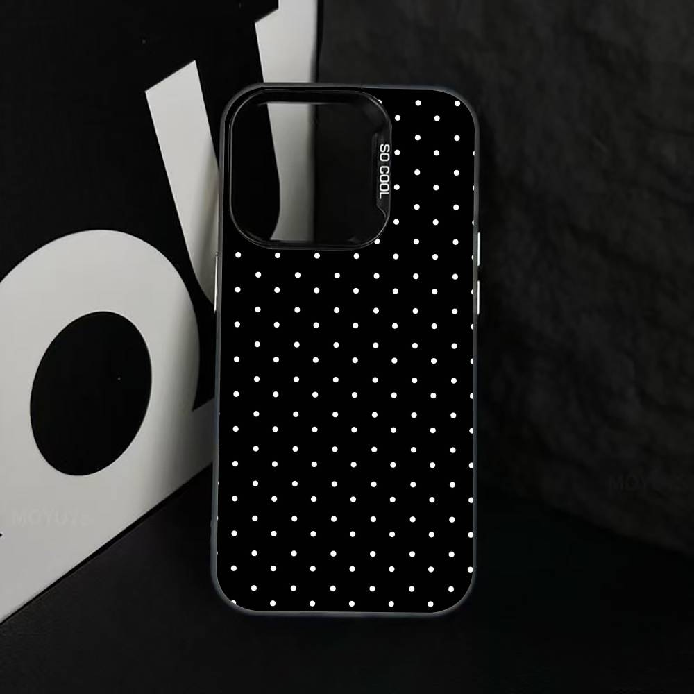 Classic Polka Dot Phone Case For iPhone 17,16,15,14,13,12,11 Plus,Pro Max,XS,Colorful Silver Black Cover