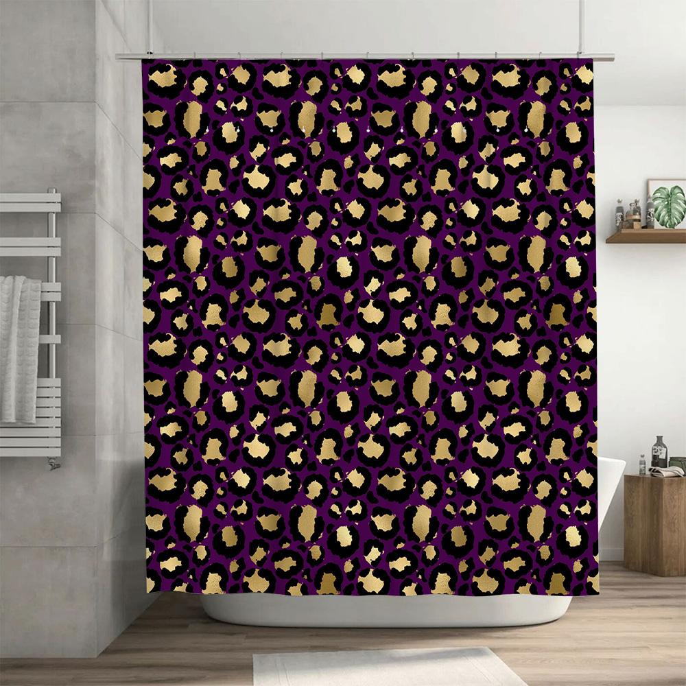 Animal Print Shower Curtain Black Gold Purple Leopard Design for Bath Decor in Bathroom Accessories from Home Garden