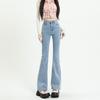 High-Waisted Stretch Denim Flare Jeans Women Streetwear Slim Fit Blue Long Pants