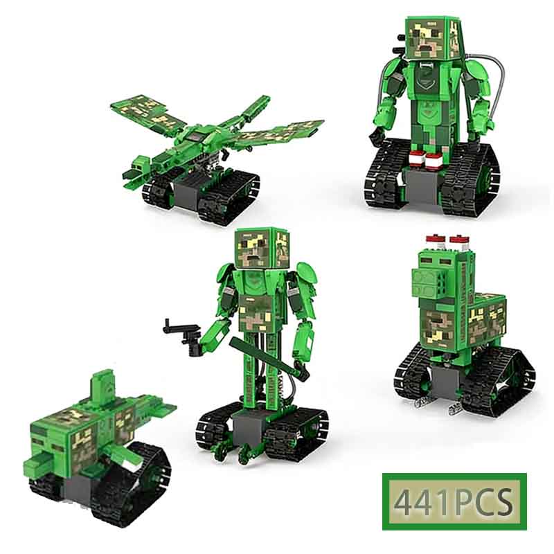 Moc 441 деталь Креативная модель 5 в 1 Пять вариантов Электрический робот Конструктор для самостоятельной сборки Знаменитые игры Детские развивающие игрушки-пазлы