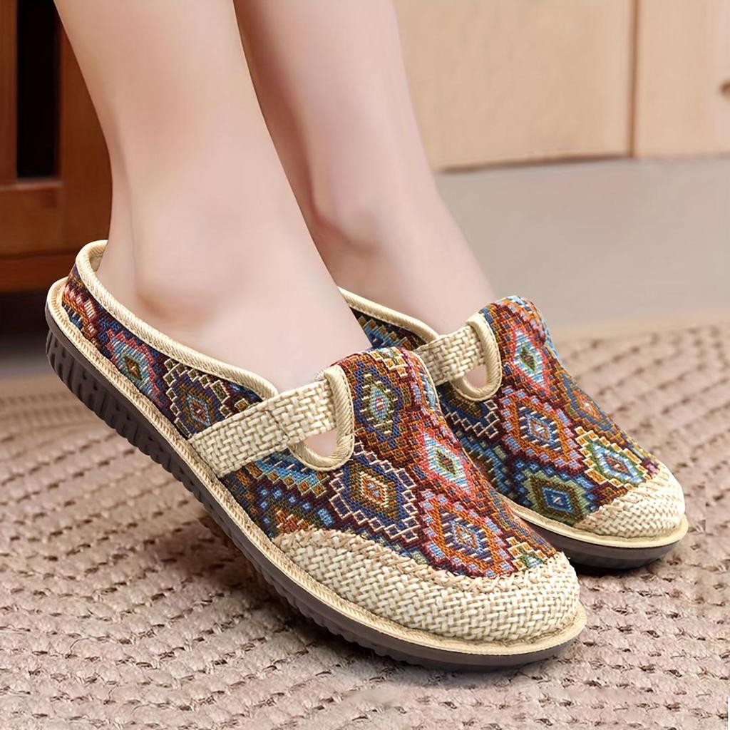 Vibrant Geometric Slip-On Sneakers for Women - Lightweight, Comfort-Soled Mules Perfect for Everyday Wear