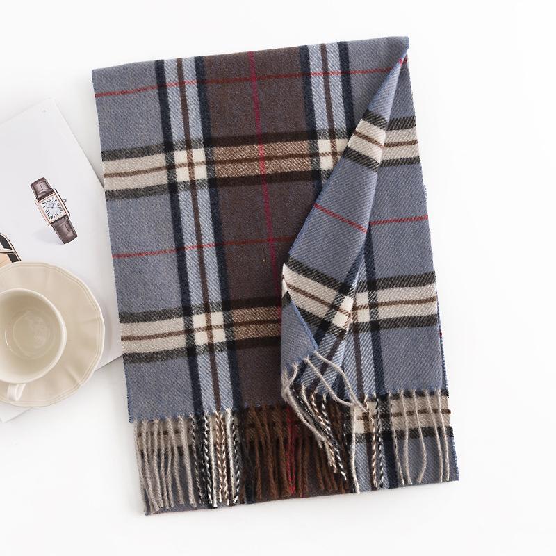 Diamond Pattern Men's Imitation Cashmere Scarf Autumn and Winter Commuting Neck Protection Cold Neck Scarf High End Warm Shawl