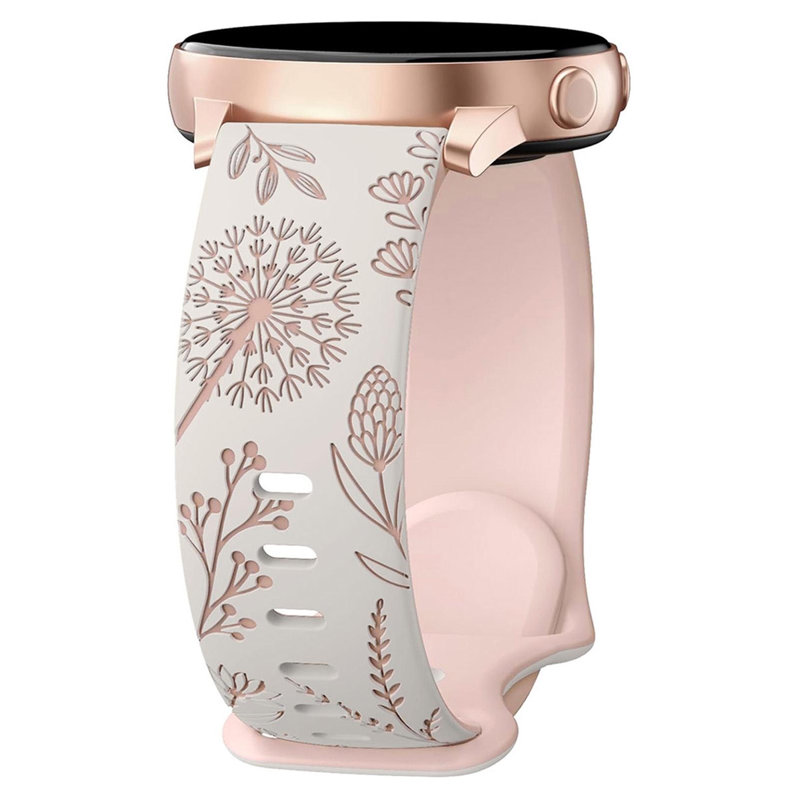 

Гравированный силиконовый ремешок для часов, замена для Samsung Galaxy Watch 6 5 4 Active 2 и других, ширина 20 мм, дизайн Одуванчик 2