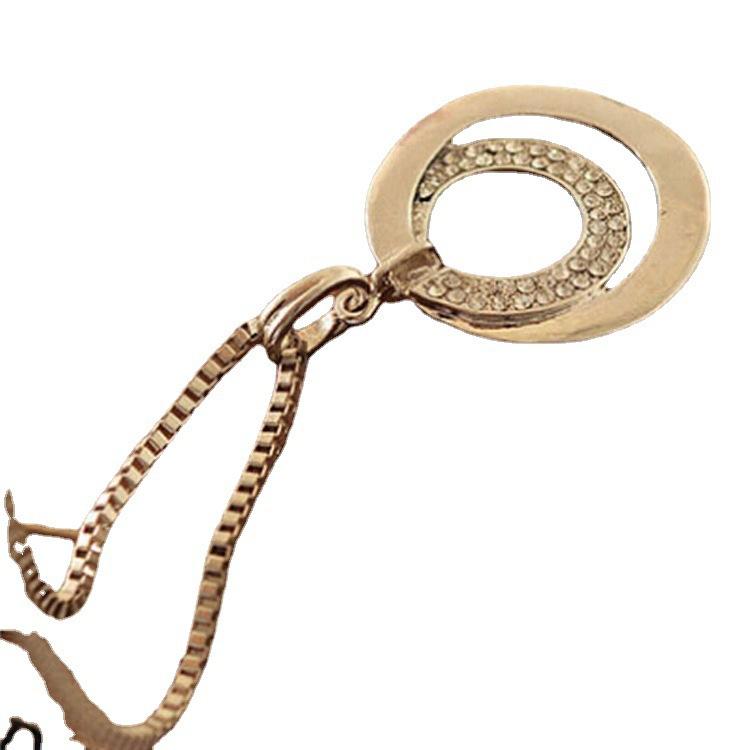 Fashion Color Double Circle Round Necklace Double Circle Sweater Chain