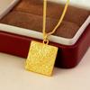 Vintage Gold Koi & Coins Square Pendant Necklace for Women - Elegant Clavicle Chain Jewelry