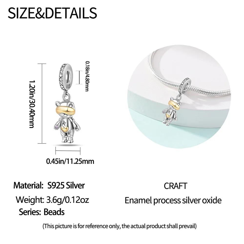 925 Silver Polar Bear Love Bead Happy Bear Series Fit Diy Bracelet Necklace Cute Kids Birthday Party Gifts