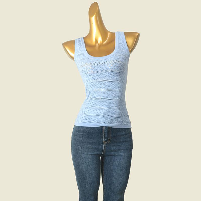 Foreign Trade Original Order Low Round Neck Cut Out Vest Summer Soft Glutinous Sleeveless Russian Card Silm Knitwear