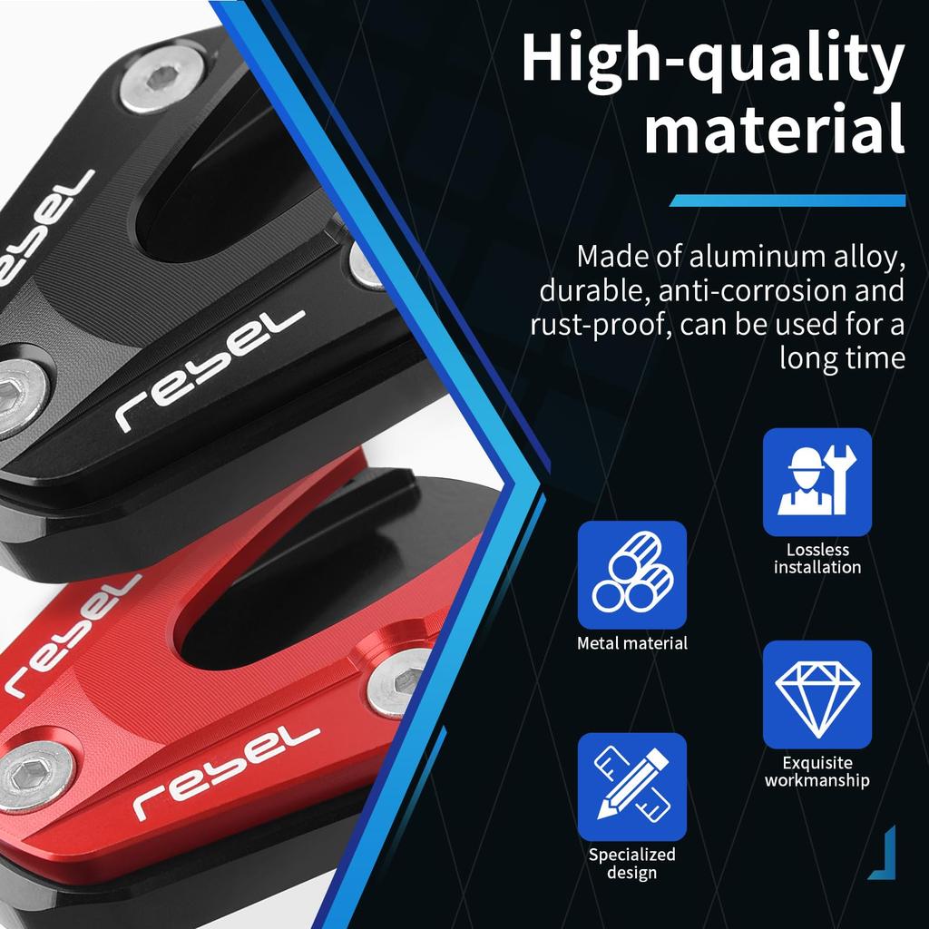 GFARDMOTO Kickstand Extension Pad Side Stand Extension Pad Motorcycle Kickstand Bike Side Stand for