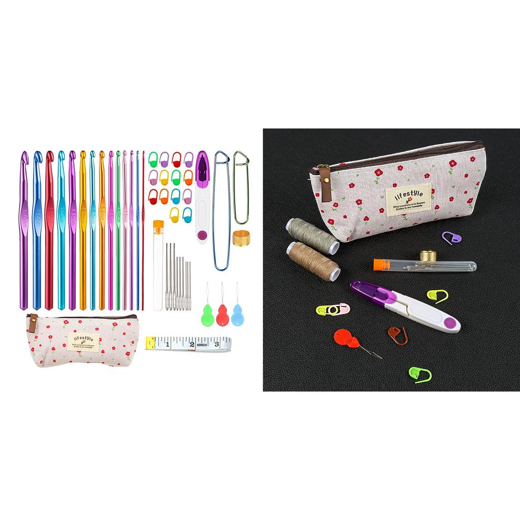 Pack of Crochet Hooks Set Aluminum Crochet Hooks Set for Beginner Adult Ergonomic Grip Crochet Needle with Aluminum Tip