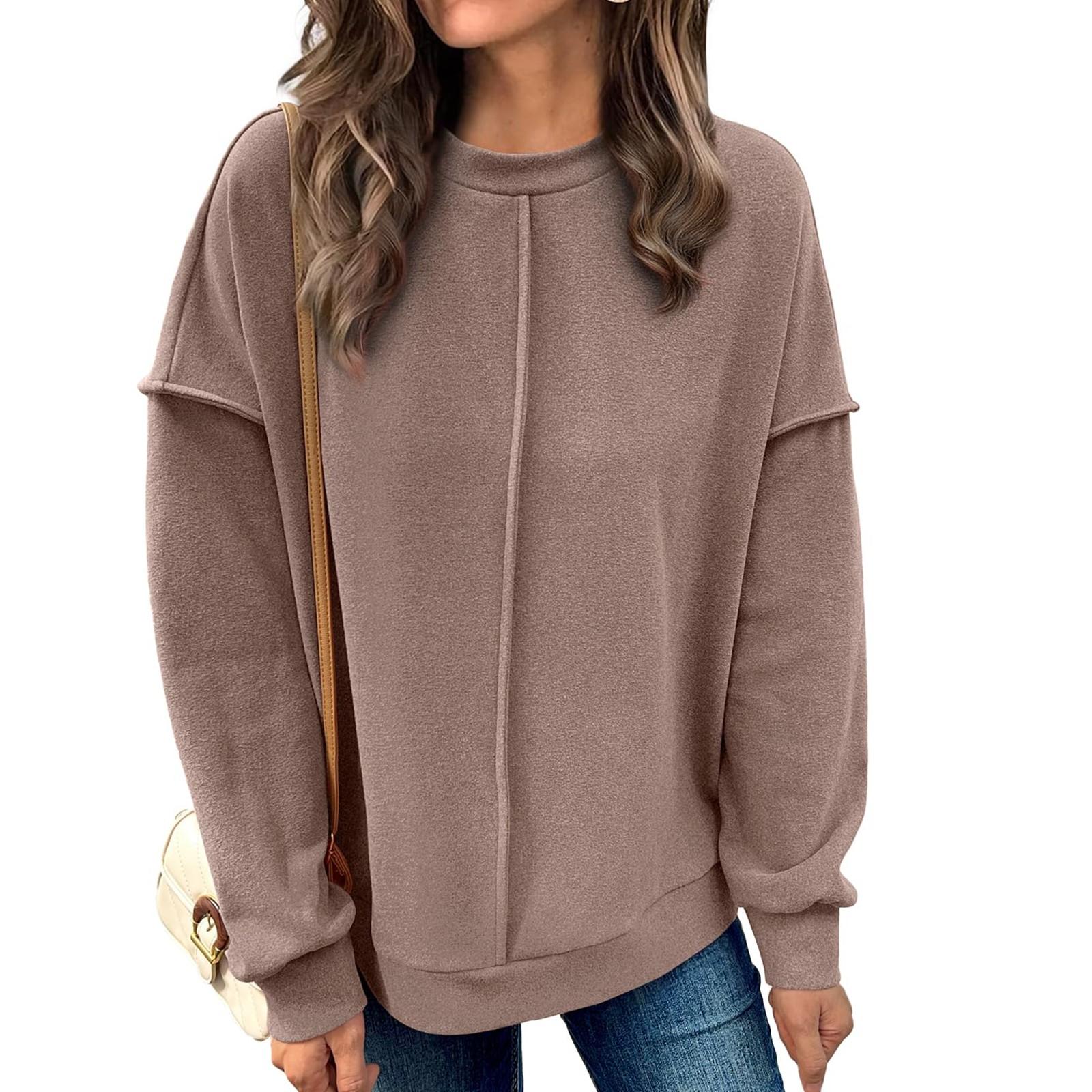 

Модный свободный спортивный свитшот с круглым вырезом, повседневный пуловер с длинными рукавами и круглым вырезом XL горячий розовый