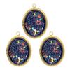 3pcs Elegant Gold Plated Steel Sunflower Necklace Pendant for Women with Enamel Tarot Card and Crescent Star Charm