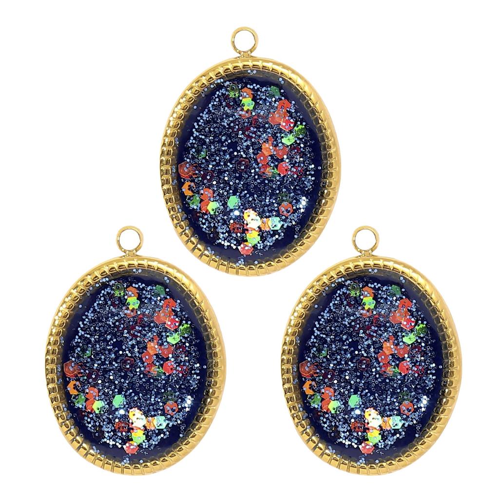 3pcs Elegant Gold Plated Steel Sunflower Necklace Pendant for Women with Enamel Tarot Card and Crescent Star Charm