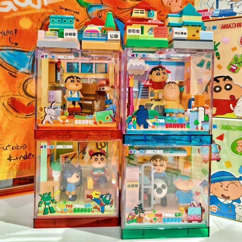 Ungiftige Kastenbausteine Crayon Shin Chan Anime Chorkammer Montagespielzeug Puppenhaus Kindergarten Puzzle Modell Ornament Geschenk