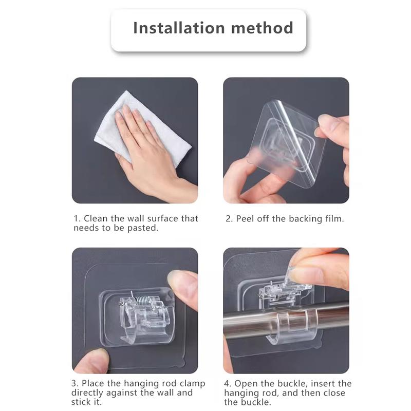 Telescopic Hook Fixing Clip For Curtains Shower Curtains Towels And Door Curtains Without Drilling