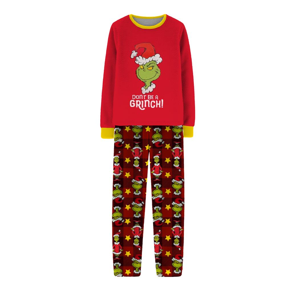 Christmas Family Matching Pajamas Set, Mother Child Baby Cartoon Print Pajamas Home Clothes Set