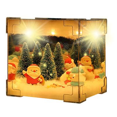 Kubdesign Nattlampa Materialpaket DIY Snöscen Dekorativ Lampa Julbelysning Dekoration Gåva till Familj Vänner