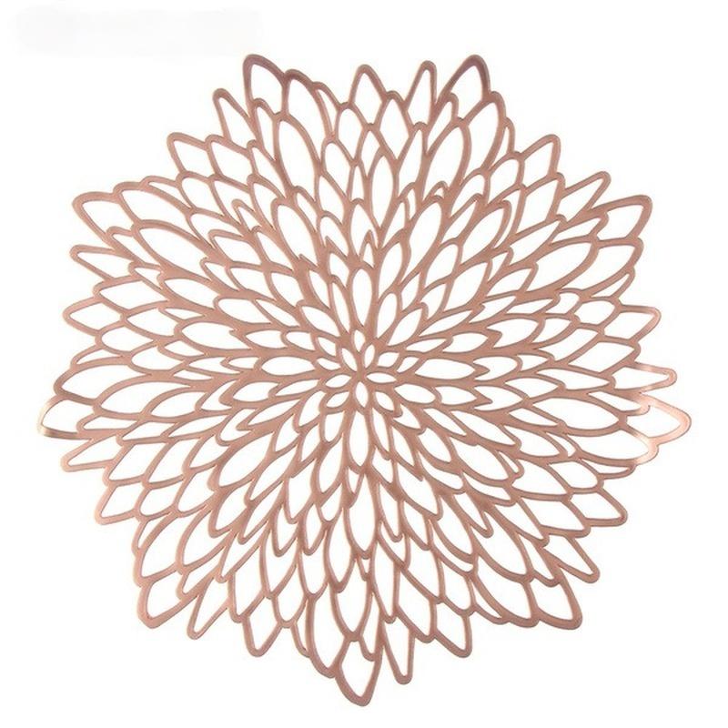 2Pcs  PVC Hollow Insulation Coaster Pads Table Bowl Mat Home Christmas Decor Heat Resistant Flower Shape Placemat for Dining Table