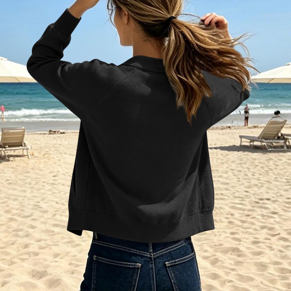 Damen Lässige Mode Langarm Locker Geschnitten Kragen Jacke, Vielseitige Alltags Oberbekleidung