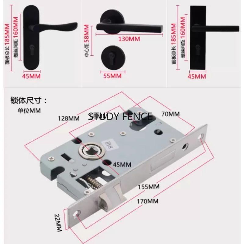 Universal Indoor Door Lock Set Household Aluminum Alloy Door Lock Set Including Key Room Lock Household Hardware Accessories