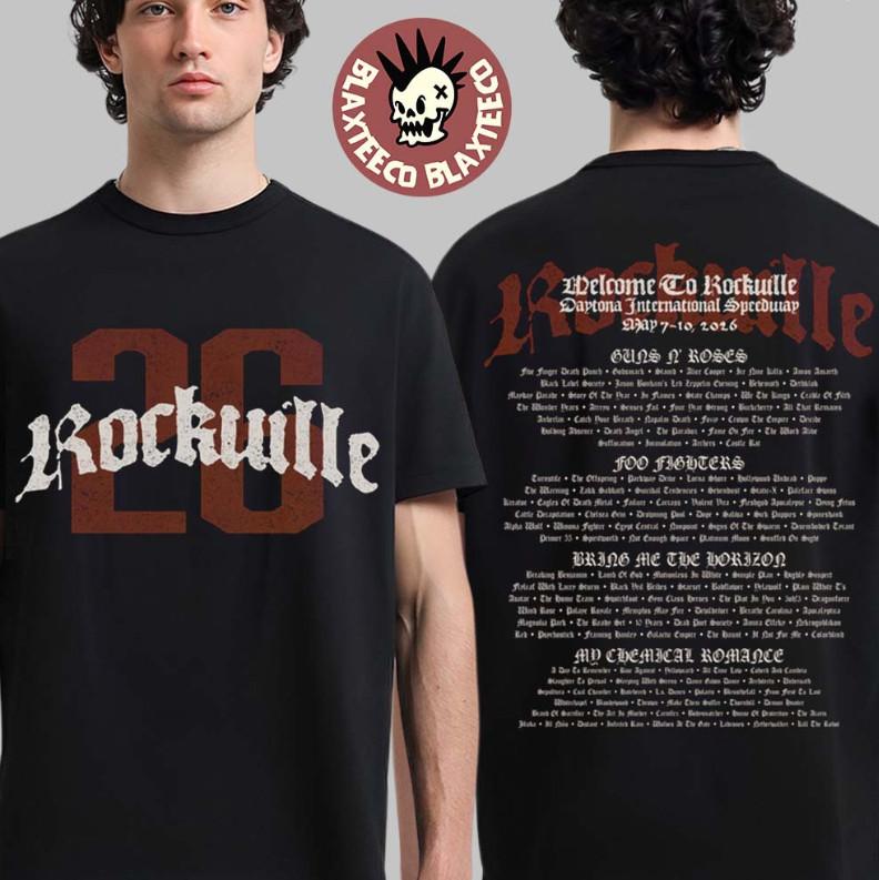 Welcome To Rockville 2026 Festival Merch Rockville 26 Logo Grunge With Lineup T- S