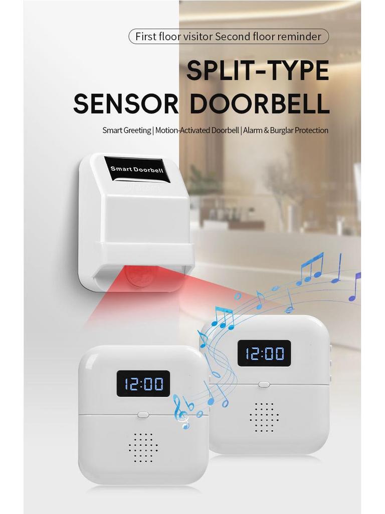Smart Infrared Doorbell with Time Display & Motion Detection for Home Security