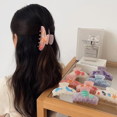 Acetic Acid Ocean Animal Hair Clip Sweet Geometry Shark Clip Fashion Shell Hair Claw  Girls