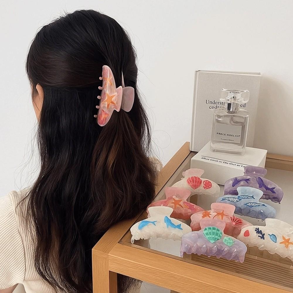 Acetic Acid Ocean Animal Hair Clip Korean Style Geometry Shark Clip Fashion Shell Hair Claw  Women